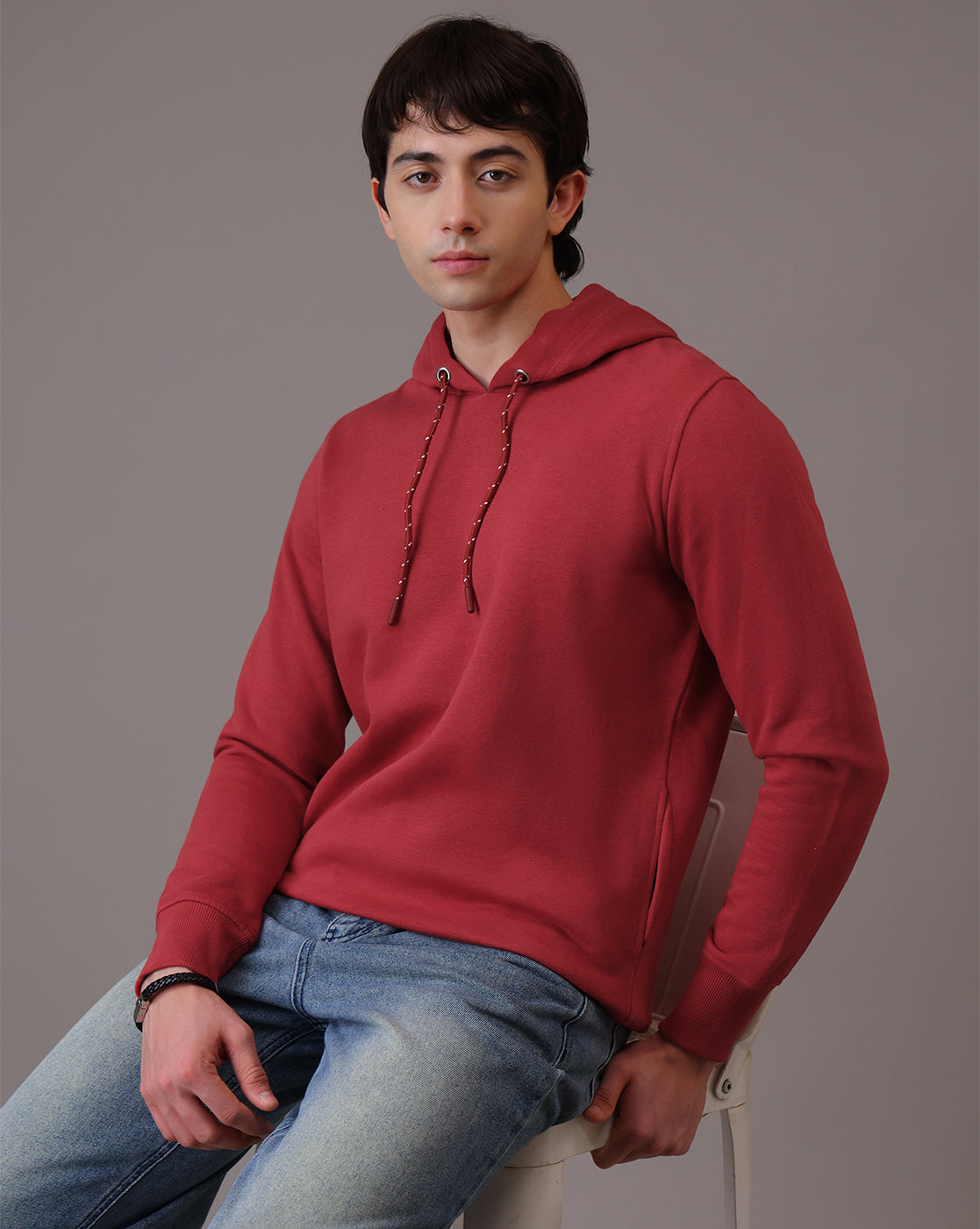 Red Regular Fit Hoodie Men