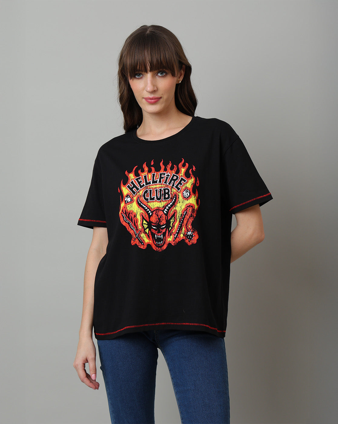 Stranger Things Hellfire Club Oversized Tshirt For Women