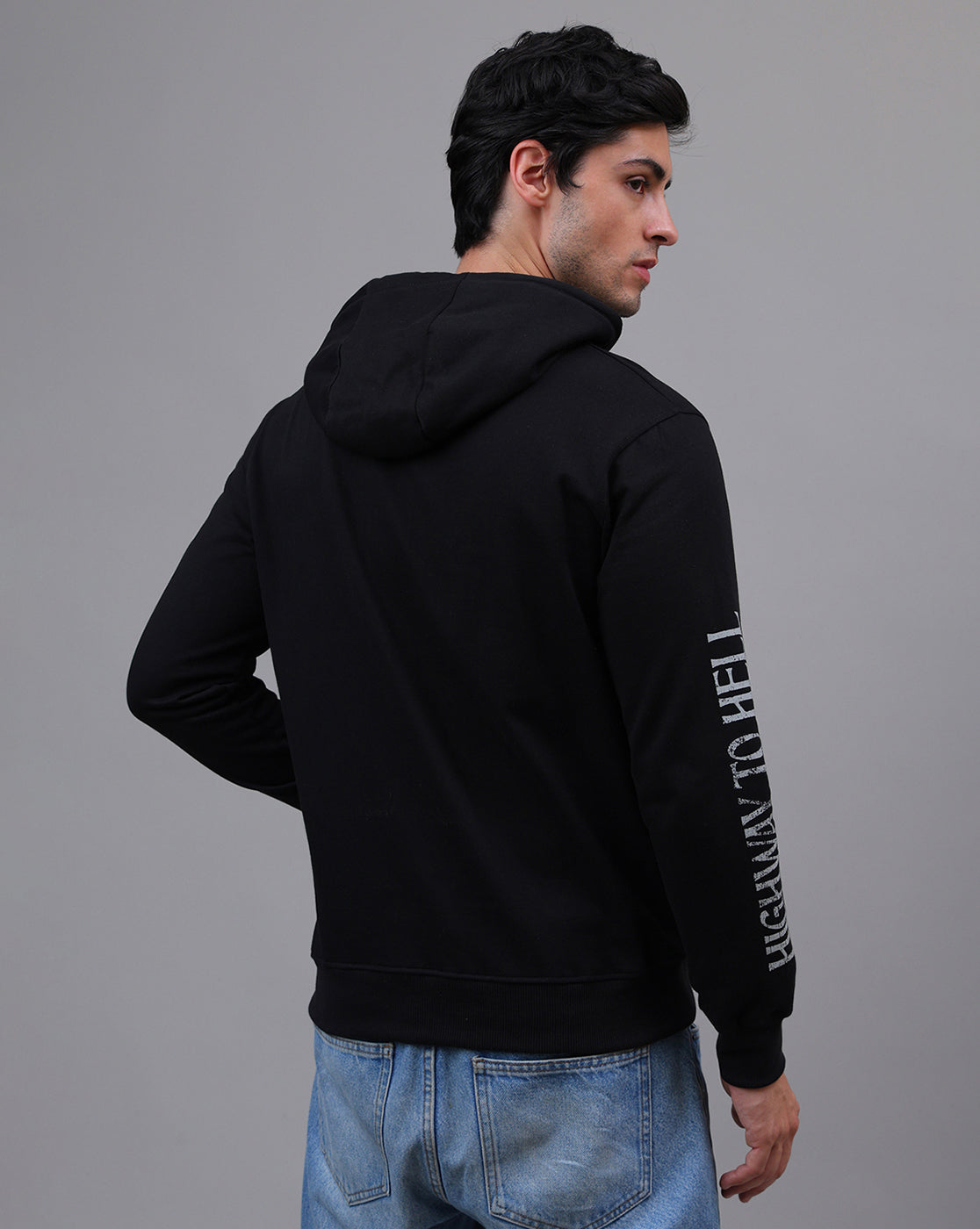 Official AC/DC: Highway To Hell Graphic Printed Regular Fit Black Hoodie For Men