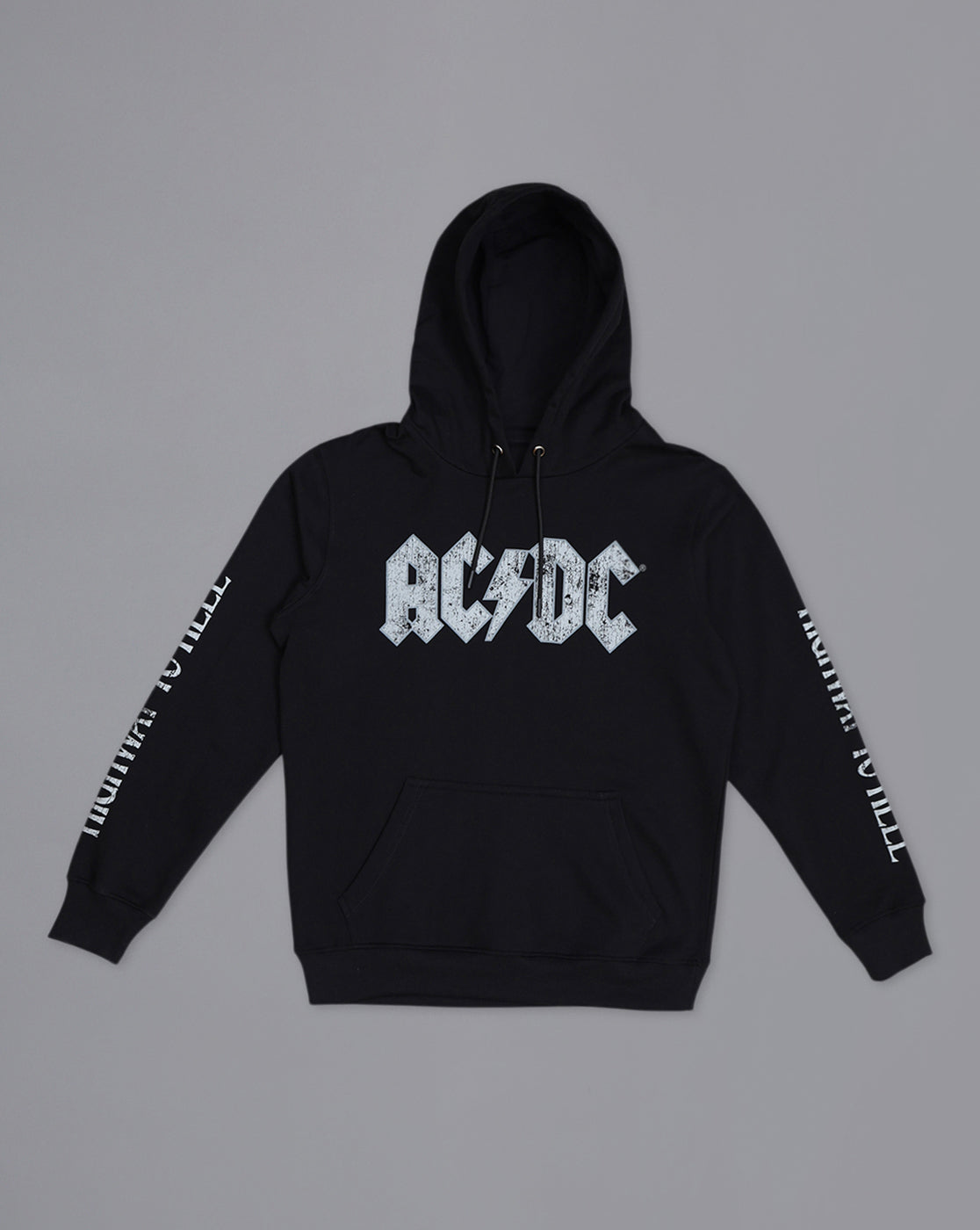 Official AC/DC: Highway To Hell Graphic Printed Regular Fit Black Hoodie For Men