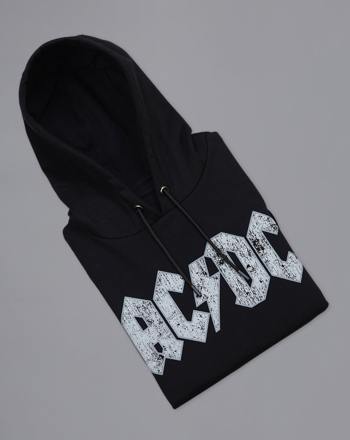 Official AC/DC: Highway To Hell Graphic Printed Regular Fit Black Hoodie For Men