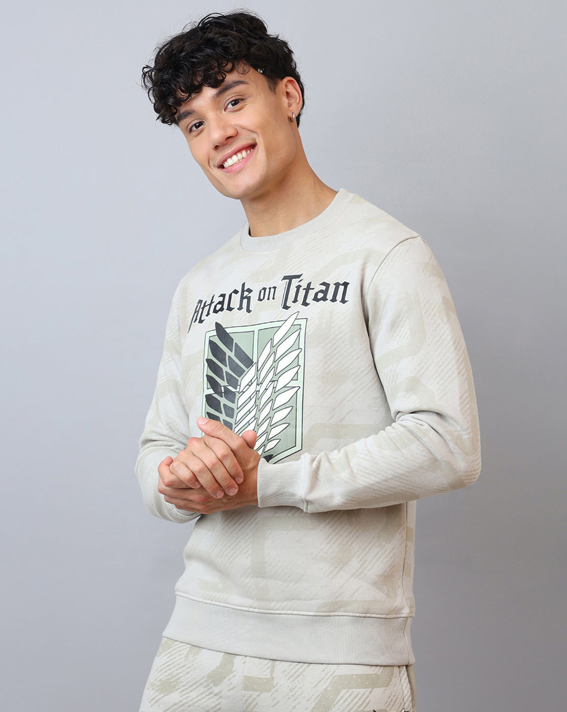 Attack On Titan Printed Regular Fit Sweatshirt For Men