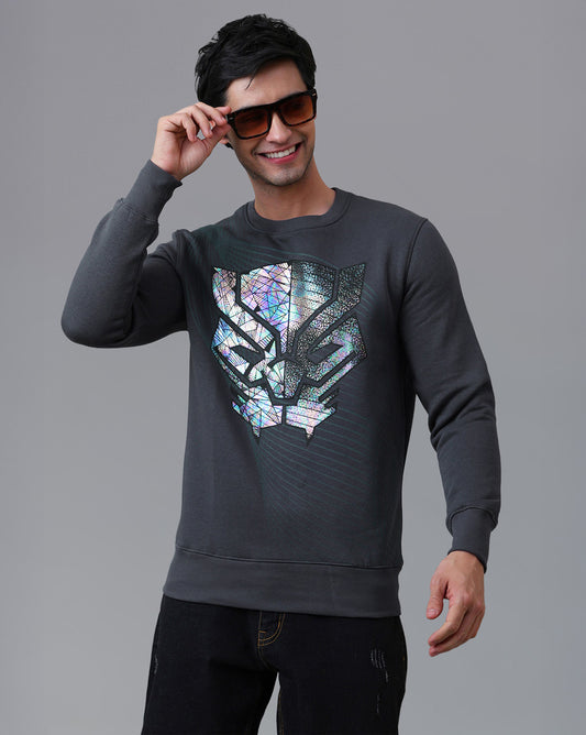 Black Panther Printed Regular Fit Sweatshirt For Men