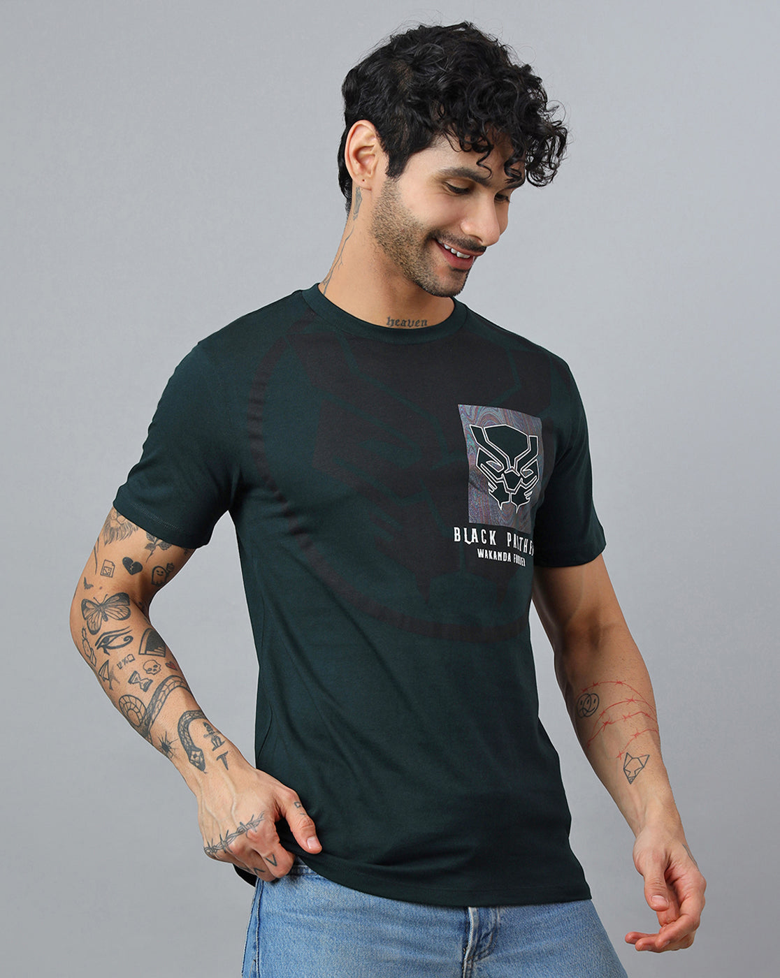 Black Panther Printed Regular Fit Tshirt For Men