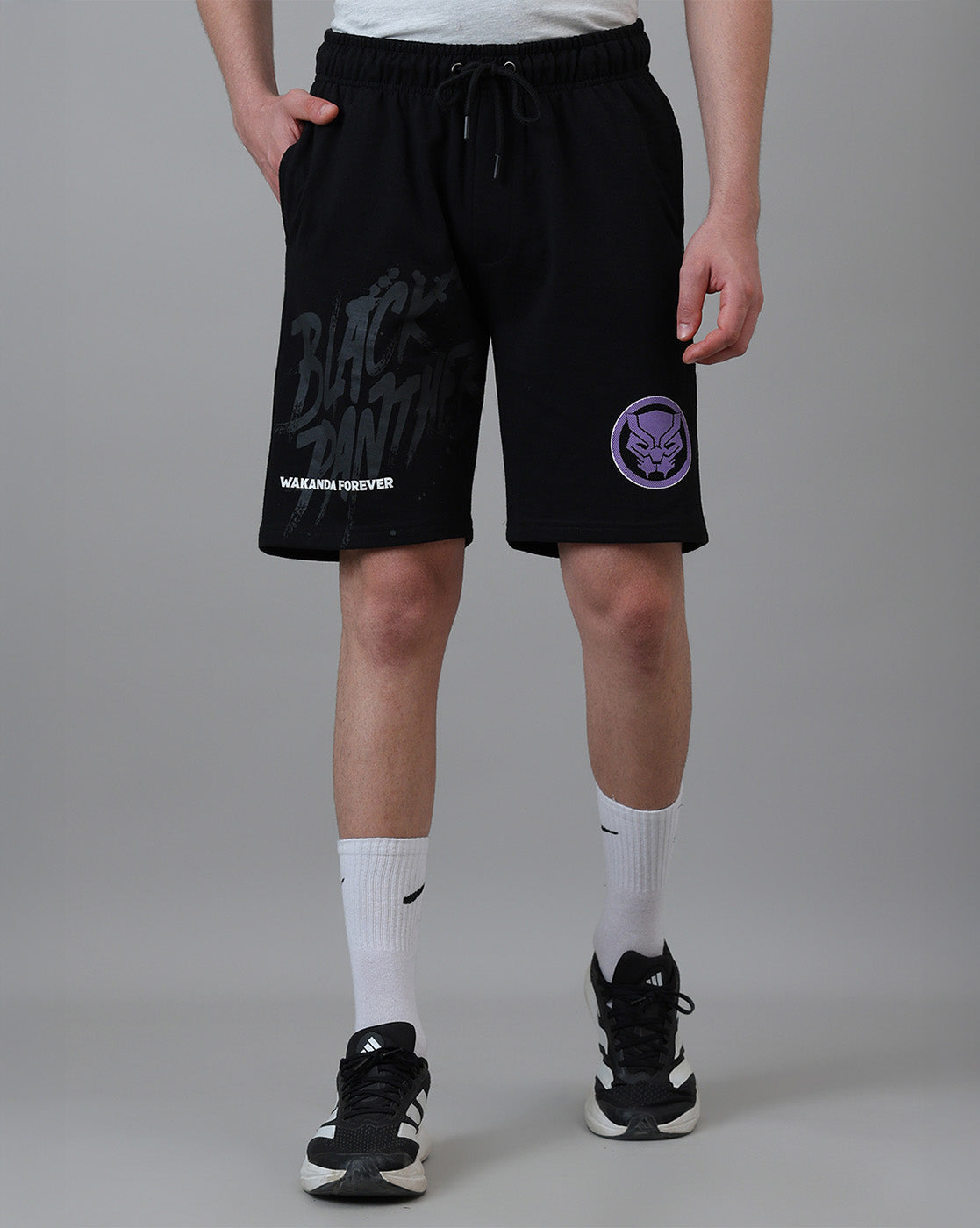 Black Panther Printed Regular Fit Shorts For Men