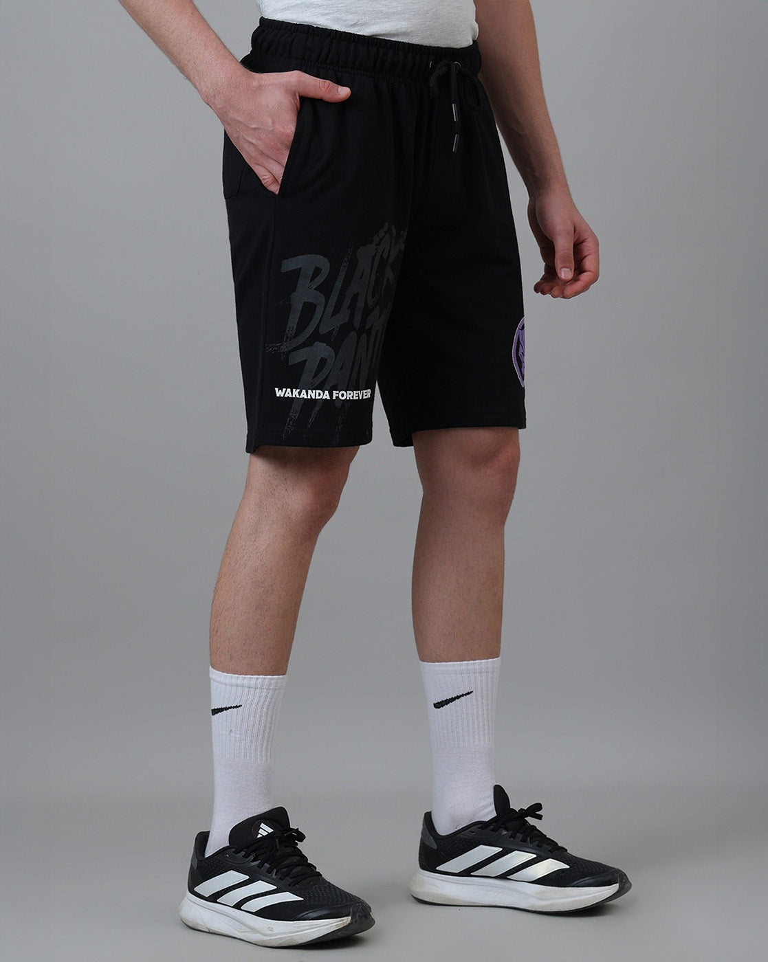 Black Panther Printed Regular Fit Shorts For Men