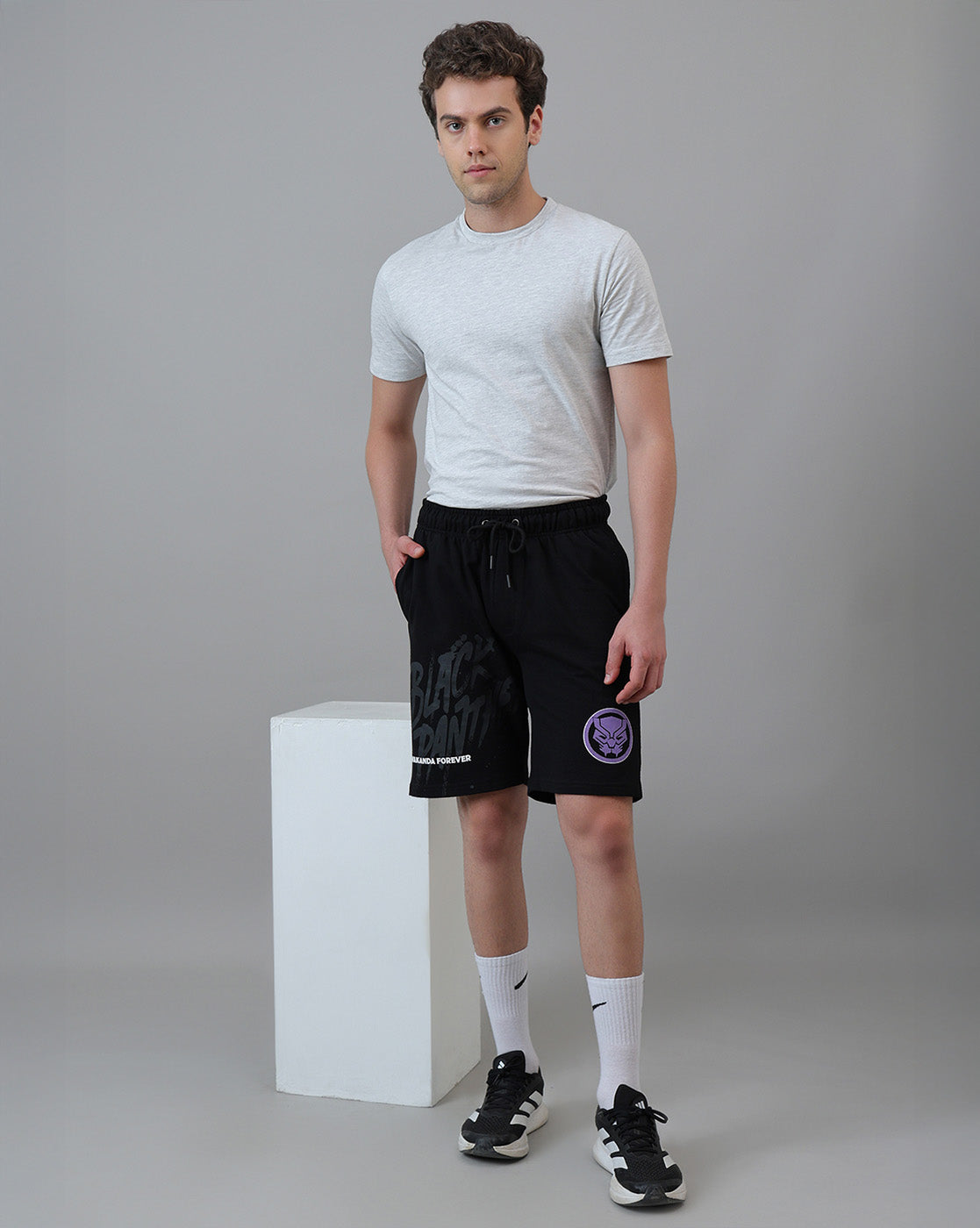 Black Panther Printed Regular Fit Shorts For Men