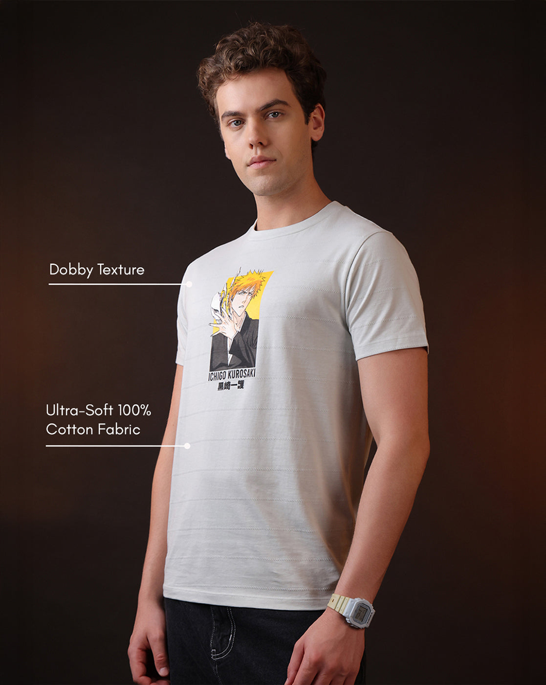 Bleach Ichigo Kurosaki Printed  Regular Fit Tshirt For Men