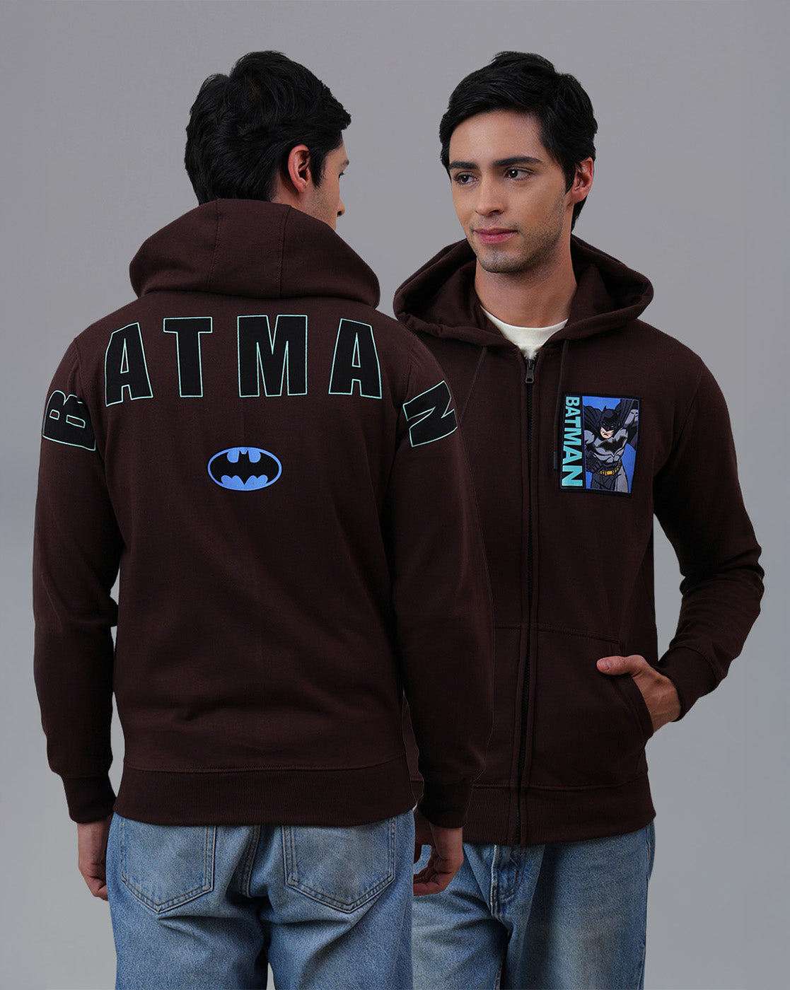 Batman Printed Regular Fit Zipper Hoodie For Men