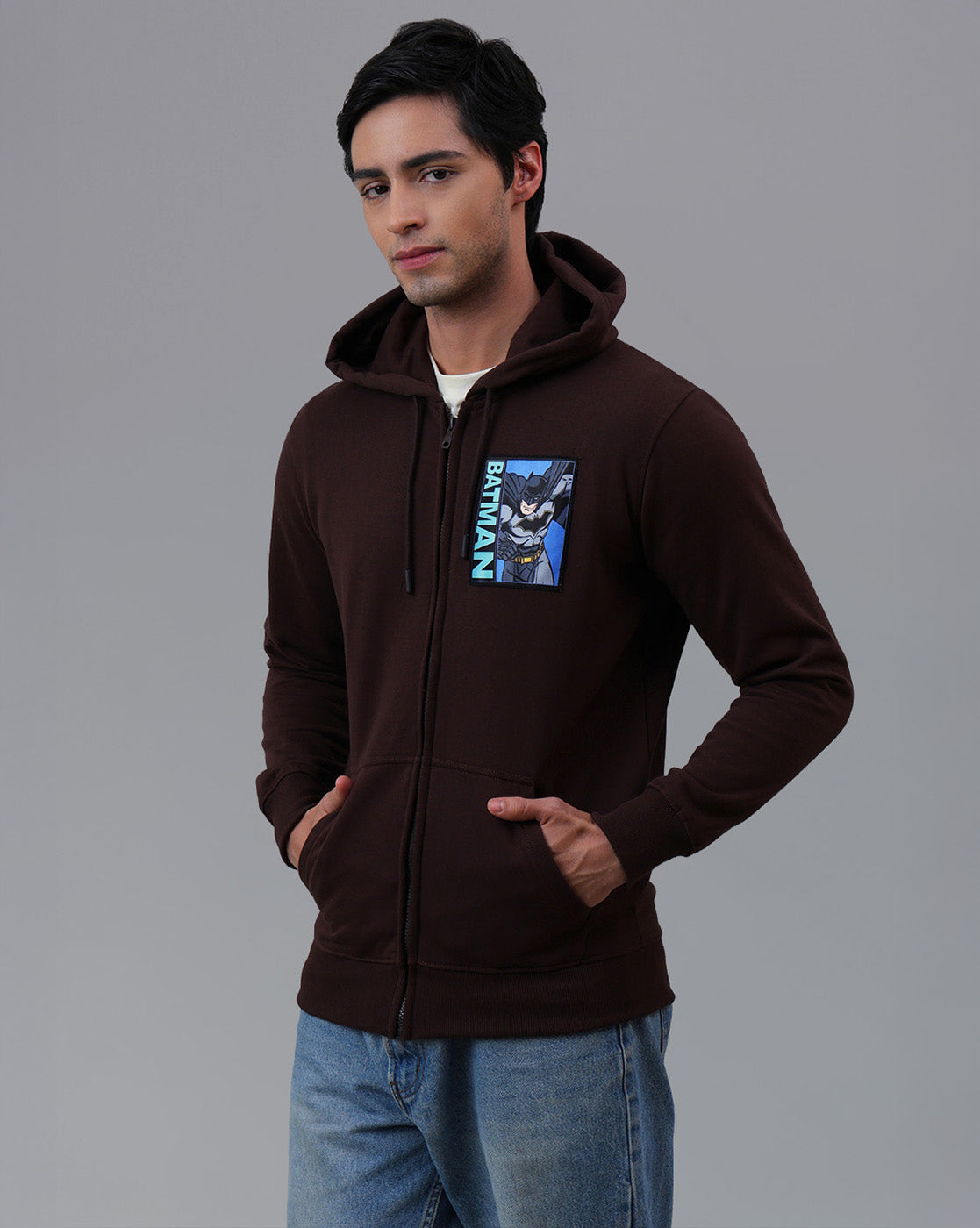 Batman Printed Regular Fit Zipper Hoodie For Men