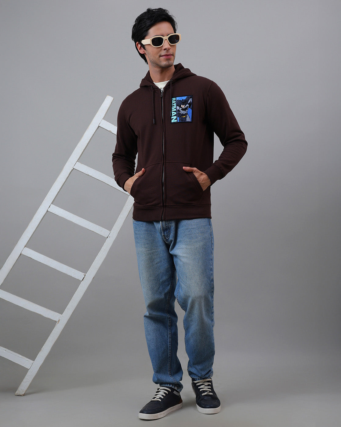 Batman Printed Regular Fit Zipper Hoodie For Men