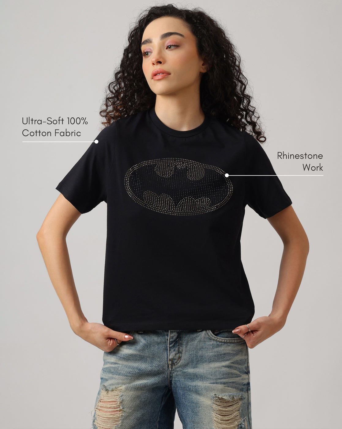 Batman Rhinestones Regular Fit Tshirt