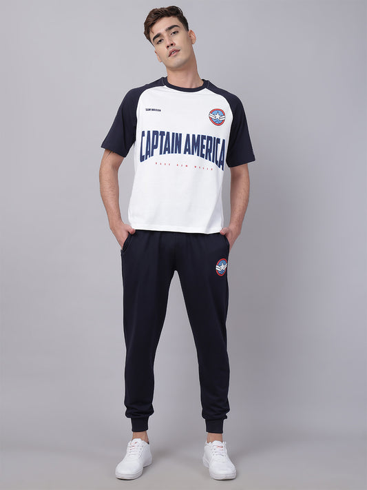Captain America Printed T-Shirt & Joggers Co-Ords Set For Men