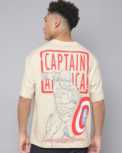 Captain America Beige Oversized Tshirt Men