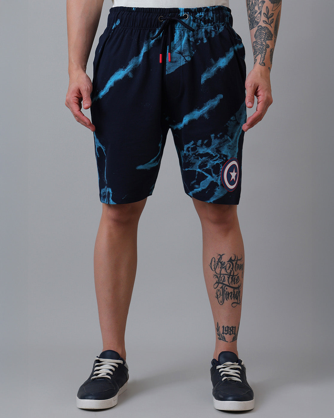 Captain America Printed Regular Fit Shorts For Men