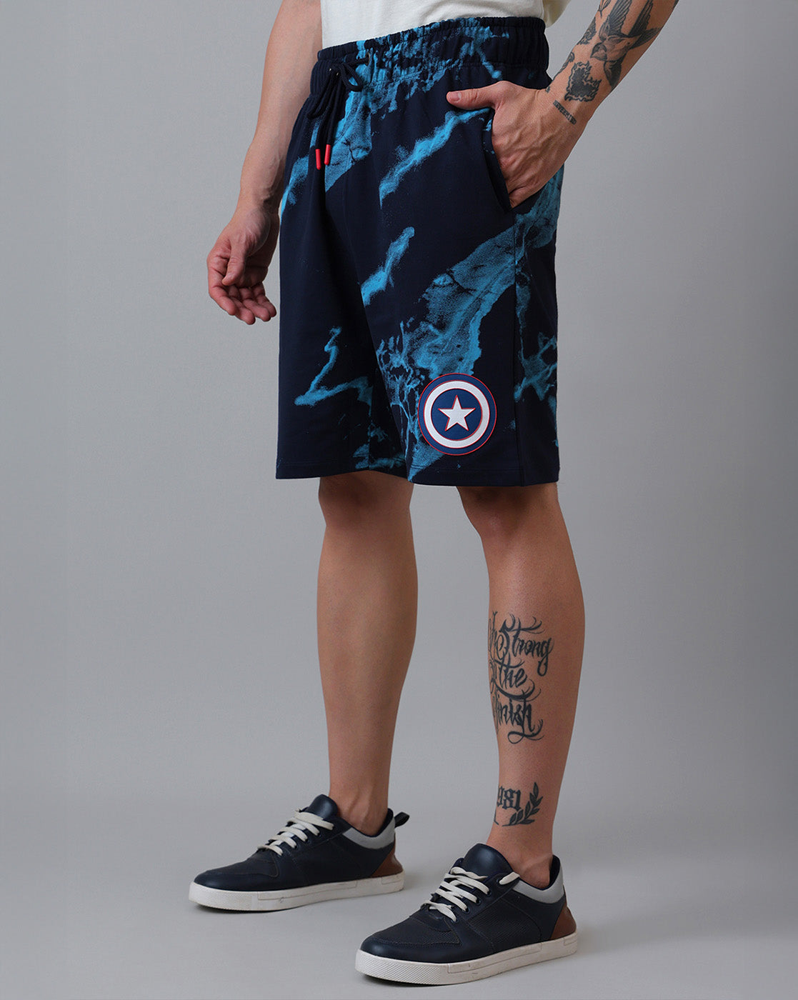 Captain America Printed Regular Fit Shorts For Men