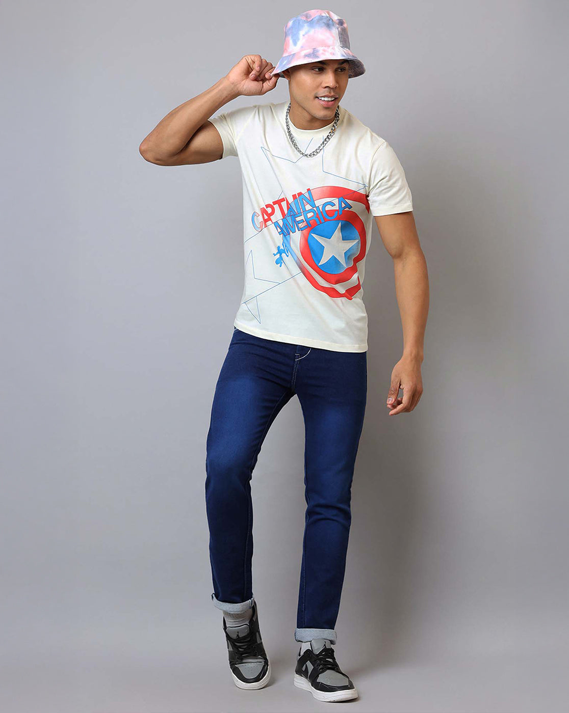 Captain America Printed Regular Fit Tshirt For Men