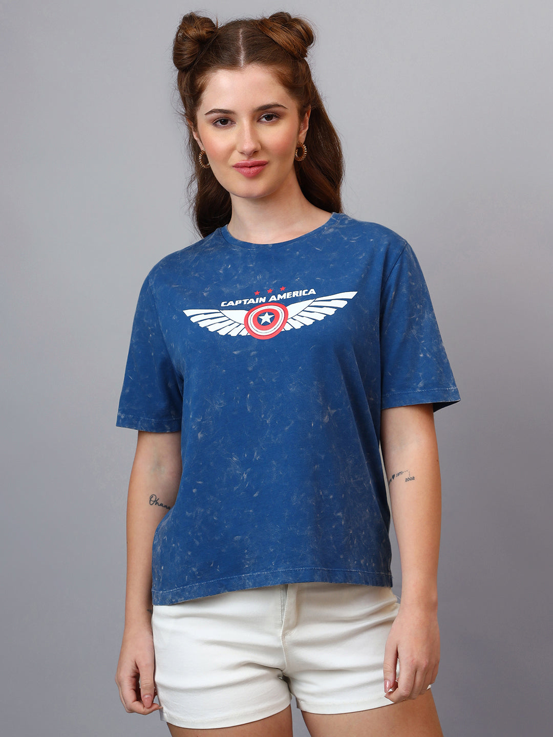 Captain America Printed Regular Fit Tshirt For Women