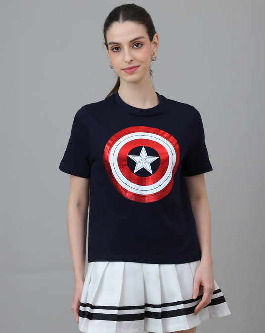 Captain America Printed Regular Fit Tshirt For Women
