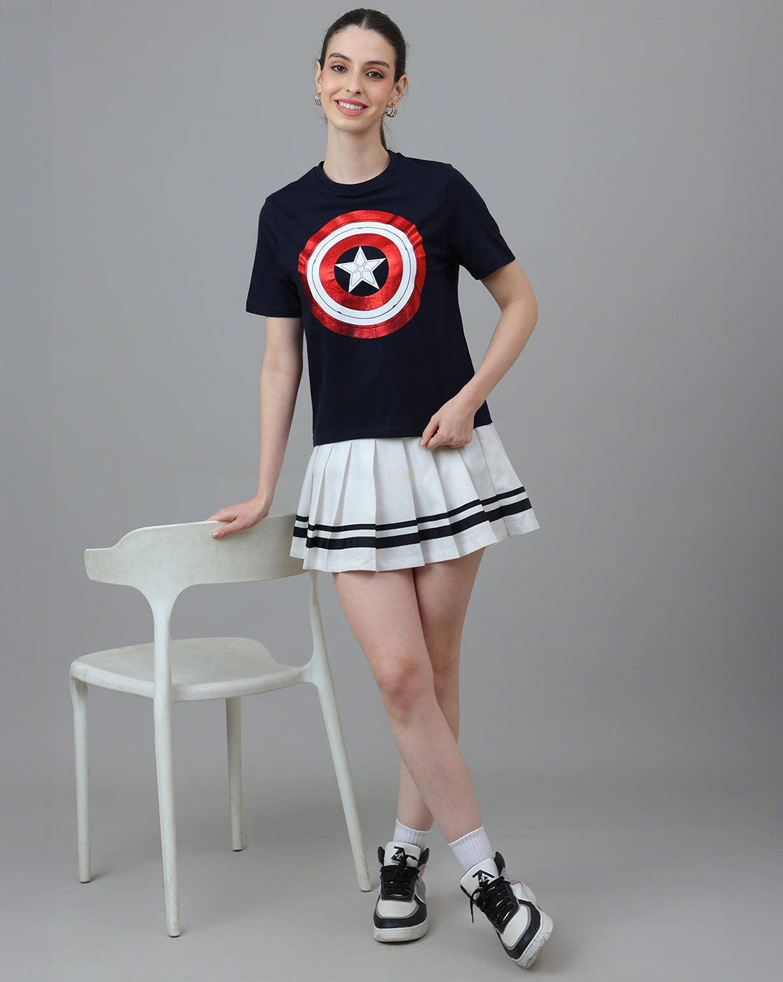 Captain America Printed Regular Fit Tshirt For Women