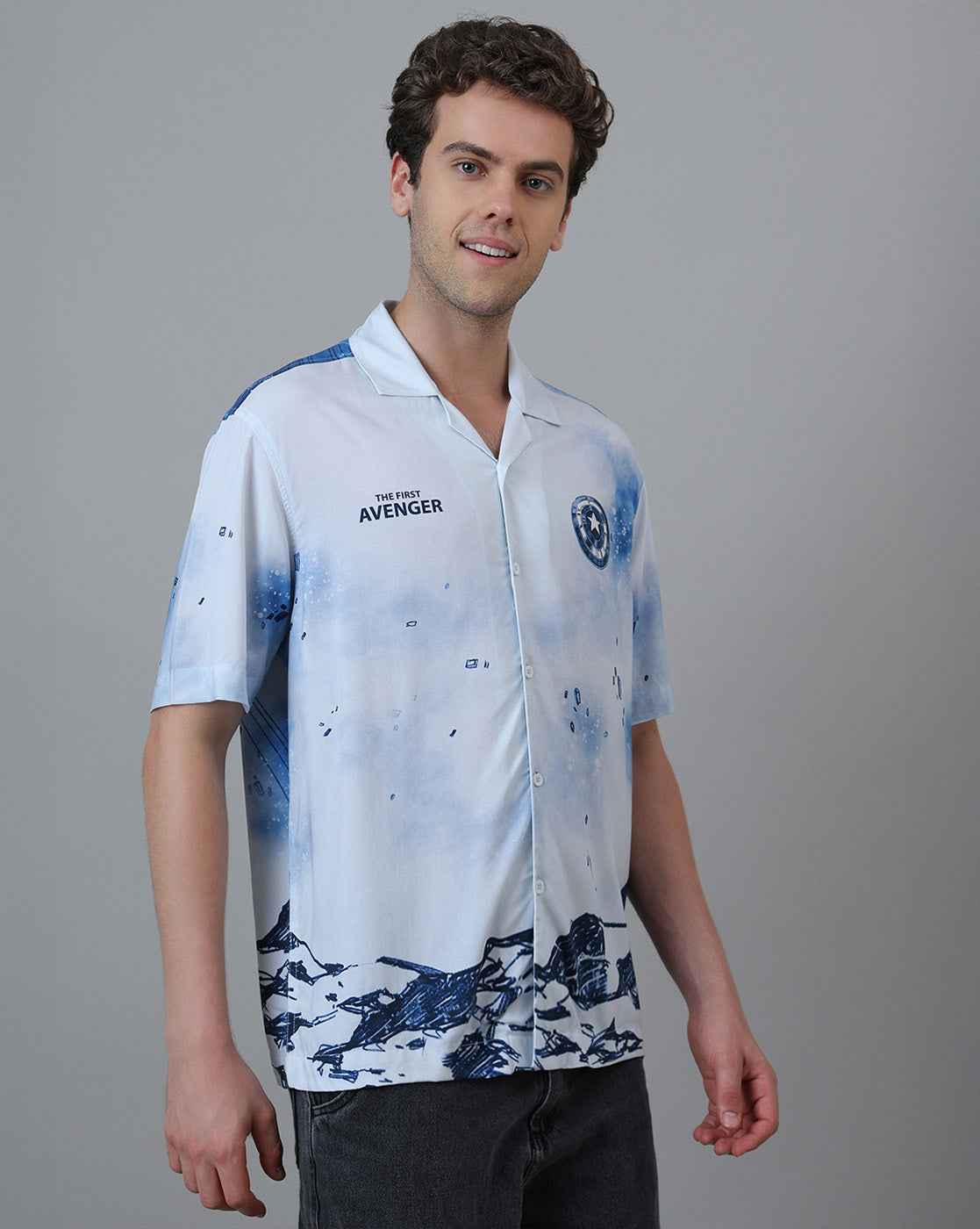Captain America Relaxed Fit Printed Shirt For Men