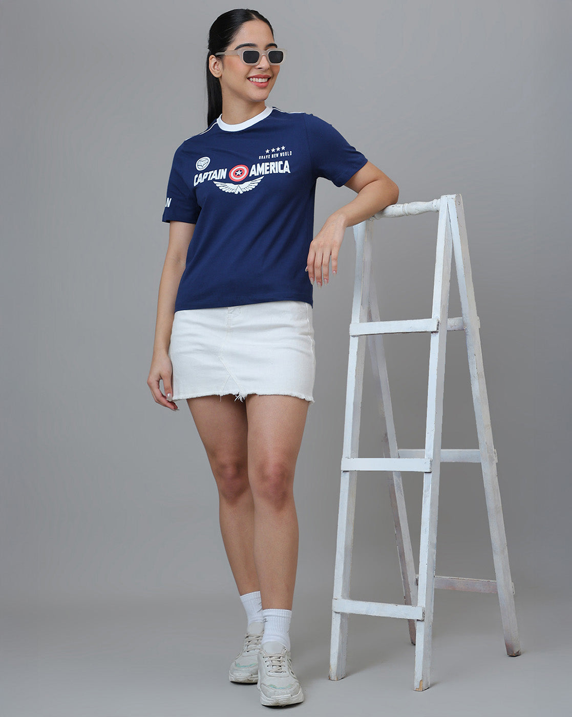 Captain America Printed Regular Fit Tshirt For Women