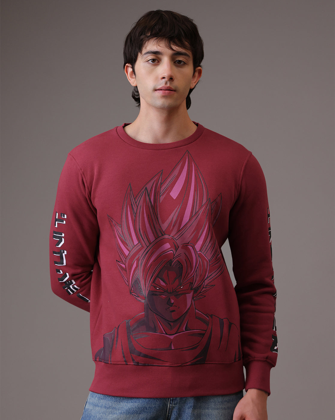 Dragon Ball Z Red Regular Fit Sweatshirt Men
