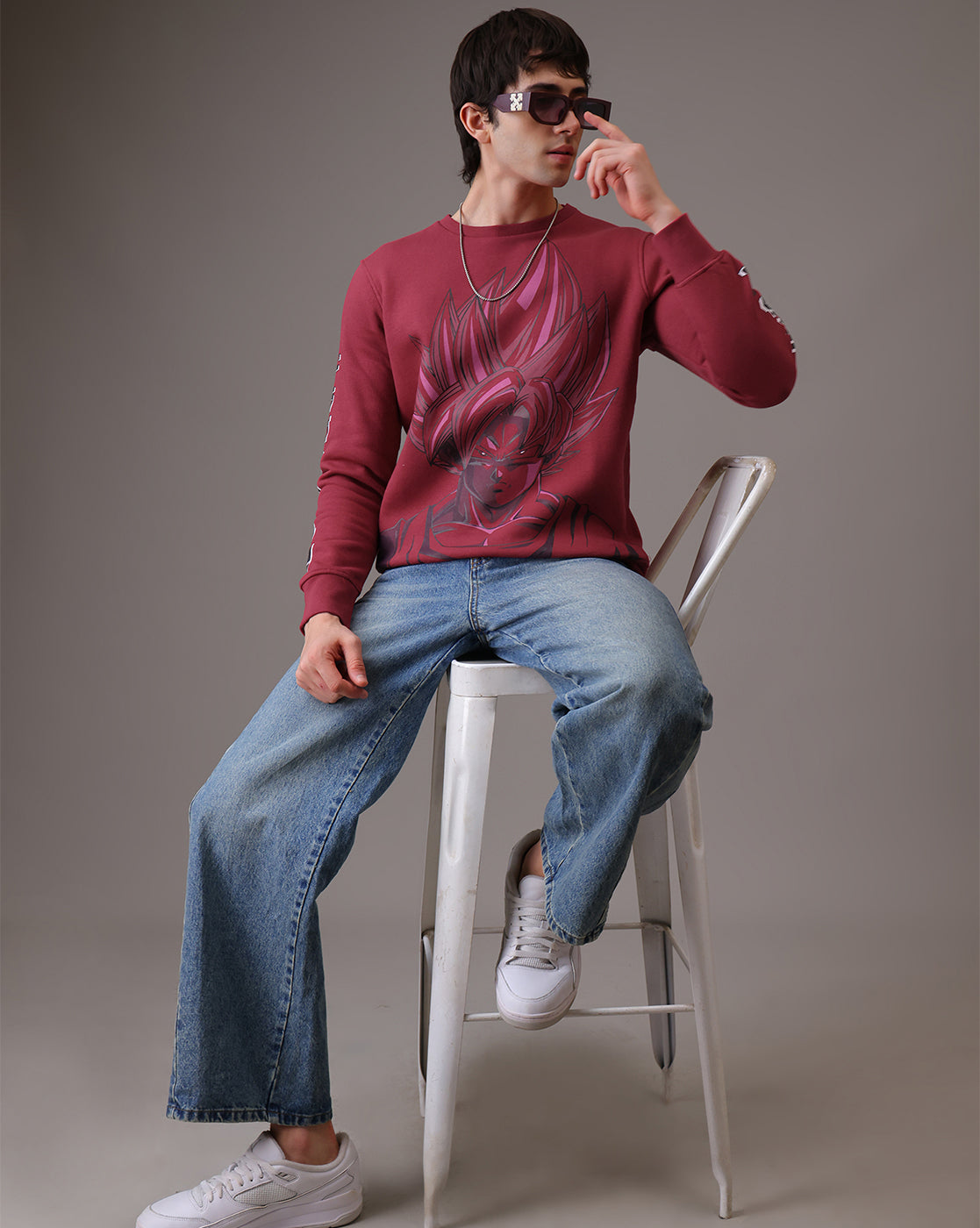 Dragon Ball Z Red Regular Fit Sweatshirt Men