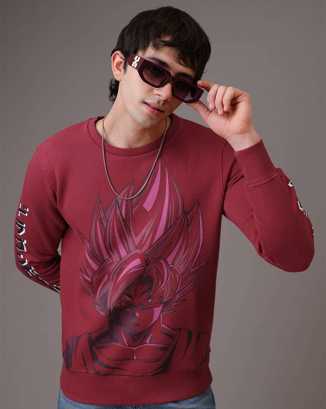 Dragon Ball Z Red Regular Fit Sweatshirt Men