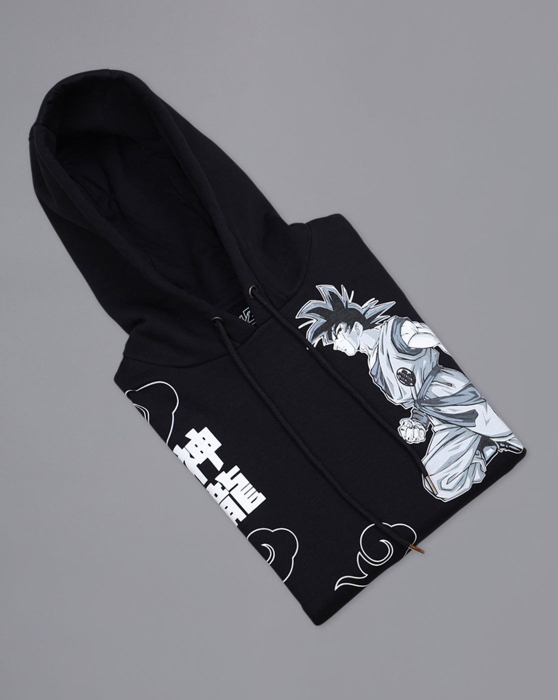 Dragon Ball Z: Goku Anime Printed Regular Black & Grey Hoodie For Men