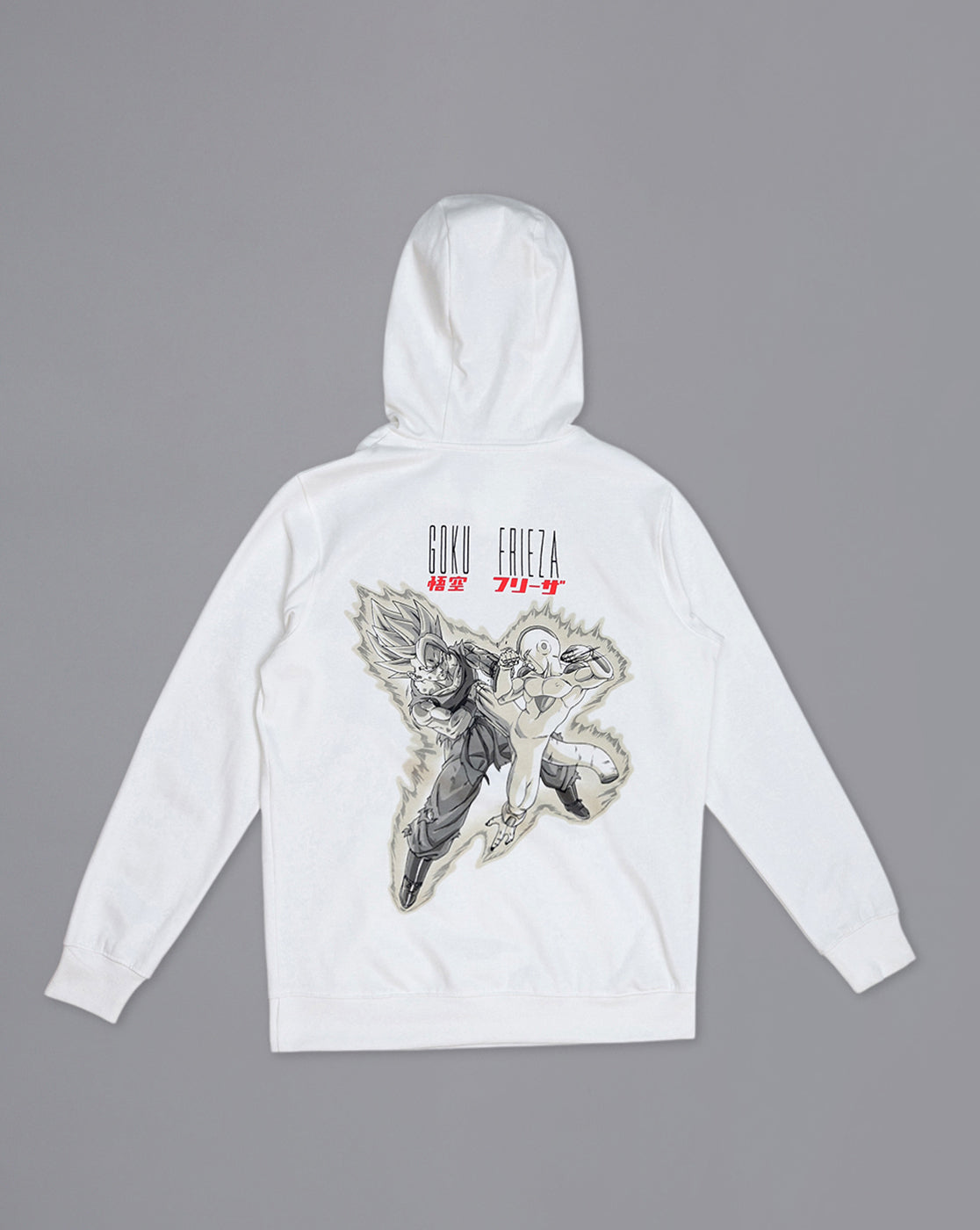 Dragon Ball Z: Goku Vs Frieza Anime Printed Regular Fit Off White Hoodie For Men