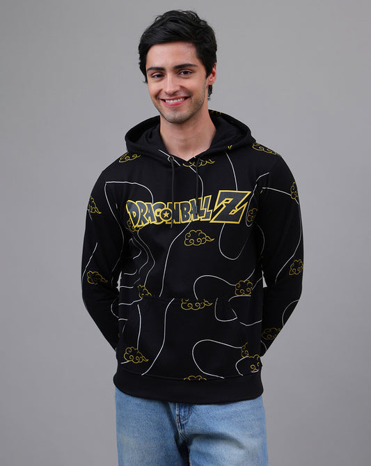 Dragon Ball Z Anime Printed Regular Fit Black Hoodie For Men