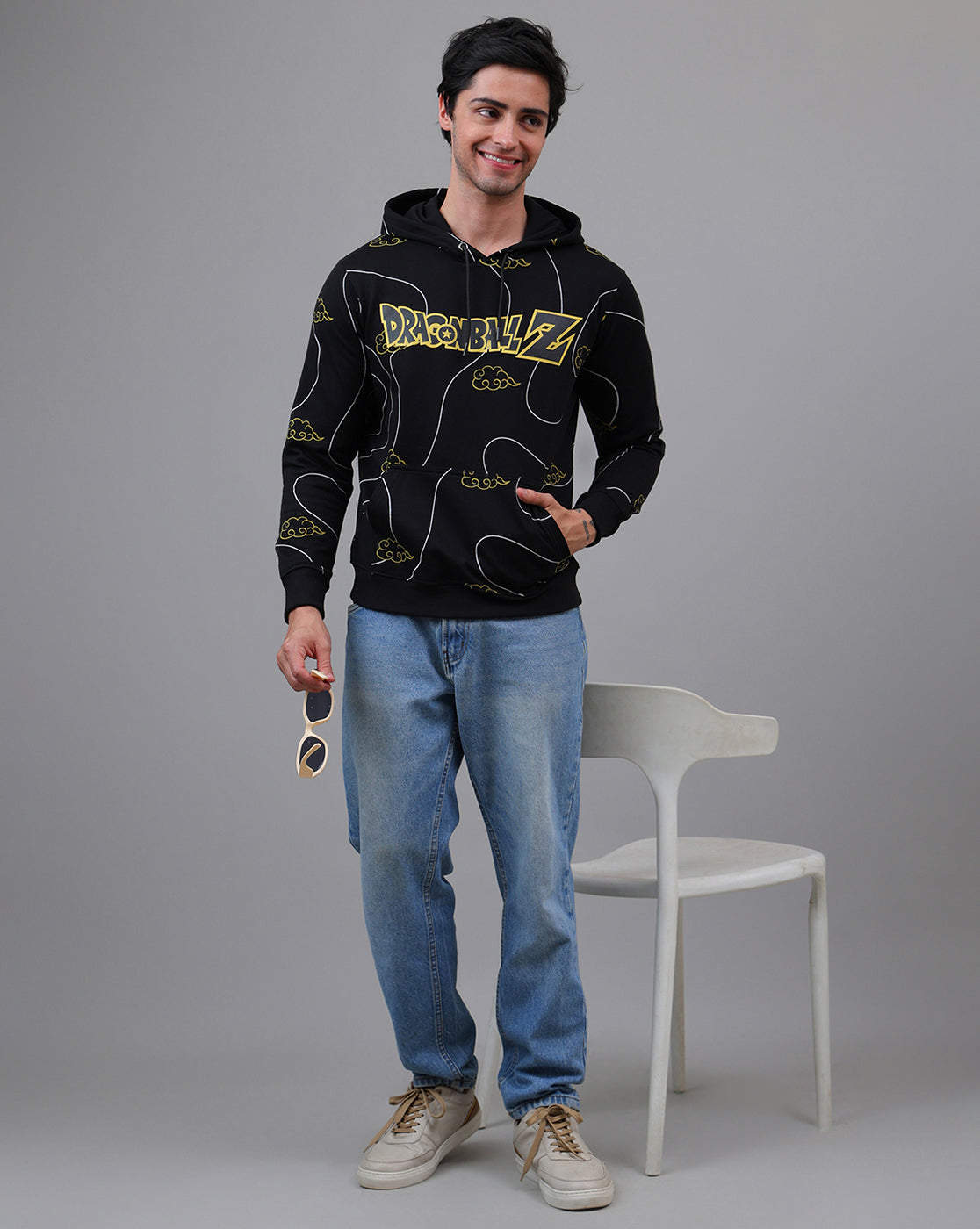 Dragon Ball Z Anime Printed Regular Fit Black Hoodie For Men