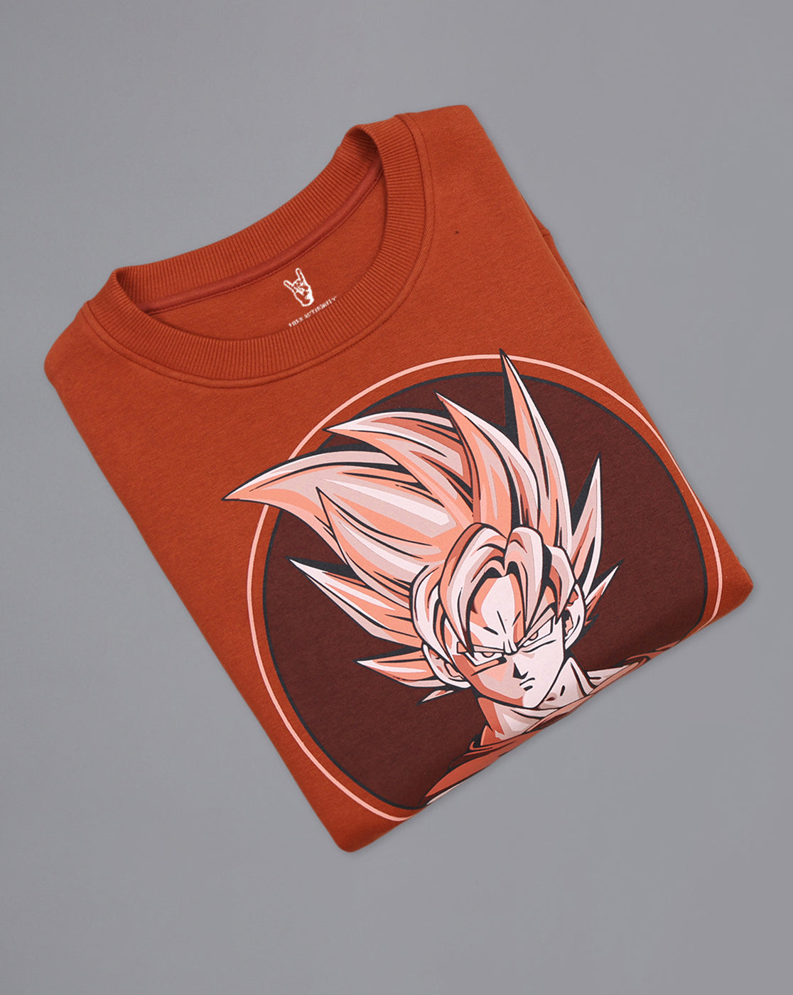 Dragon Ball Z: Goku Anime Printed Regular Fit Brown Sweatshirt For Men