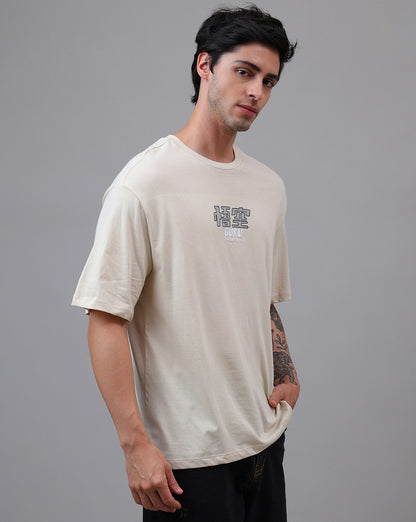 Dragon Ball Z: Goku Anime Embroidered Pure Cotton Brown Oversized Tshirt  Men