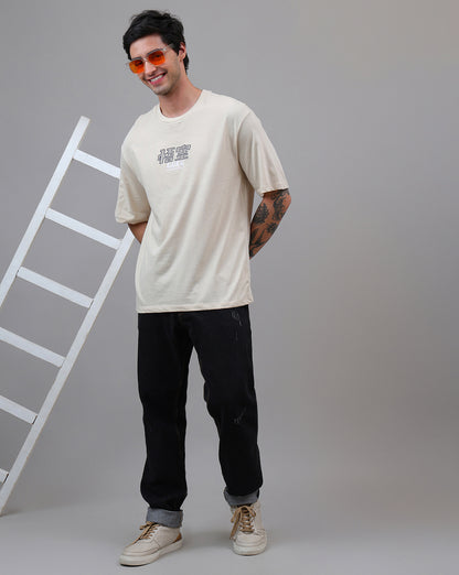 Dragon Ball Z: Goku Anime Embroidered Pure Cotton Brown Oversized Tshirt  Men