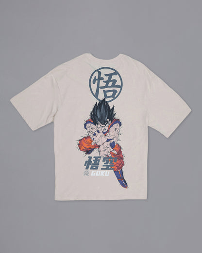 Dragon Ball Z: Goku Anime Embroidered Pure Cotton Brown Oversized Tshirt  Men