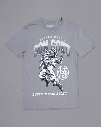 Dragon Ball Z: Son Goku Anime  Pure Cotton Grey Regular Fit Tshirt  Men