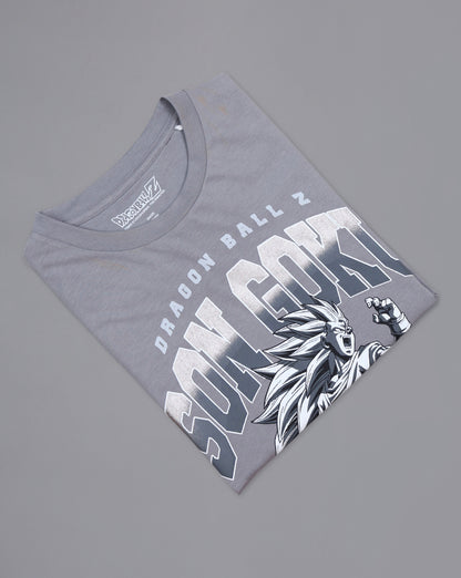 Dragon Ball Z: Son Goku Anime  Pure Cotton Grey Regular Fit Tshirt  Men