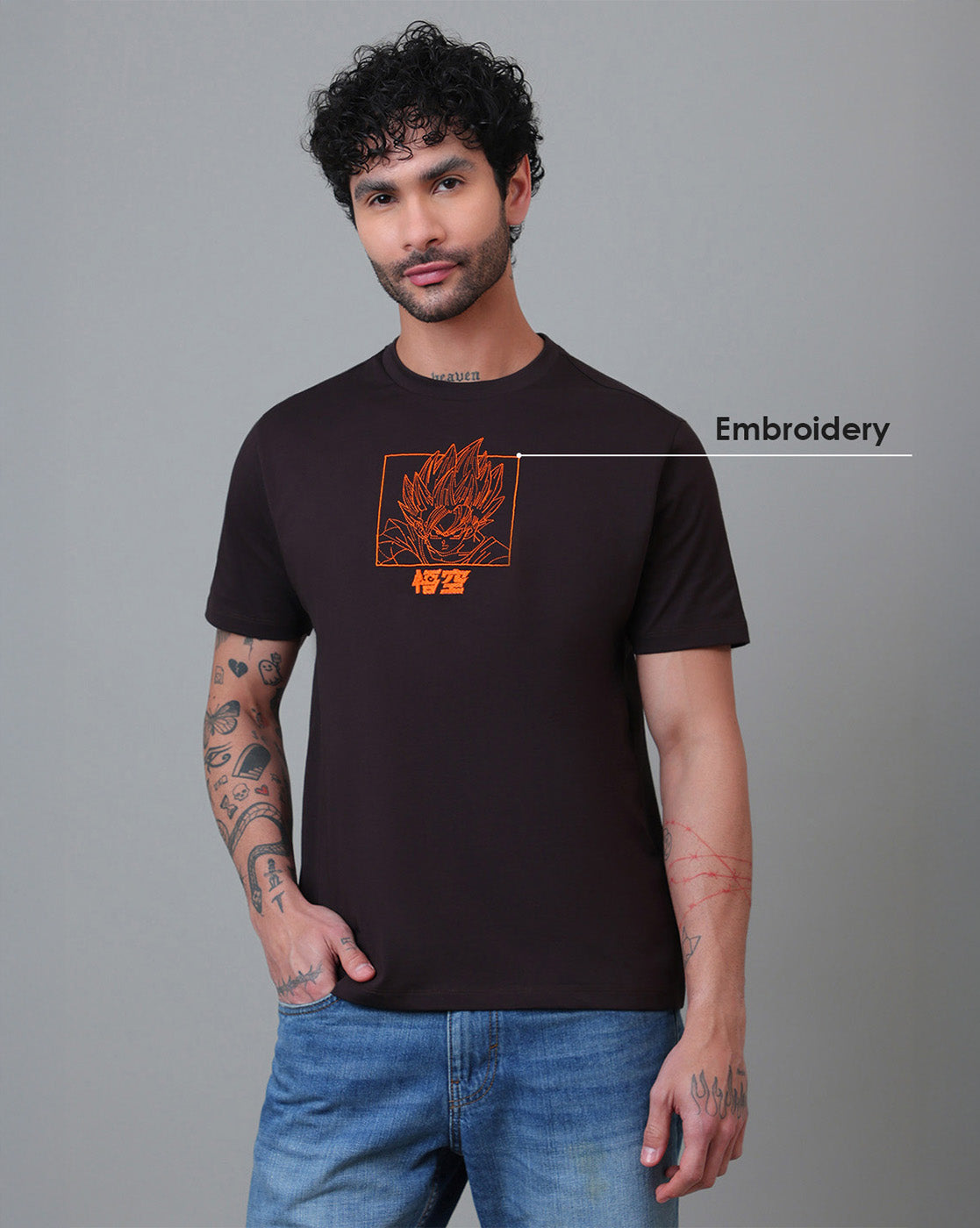 GOKU Embroidered Relaxed Fit Tshirt For Men