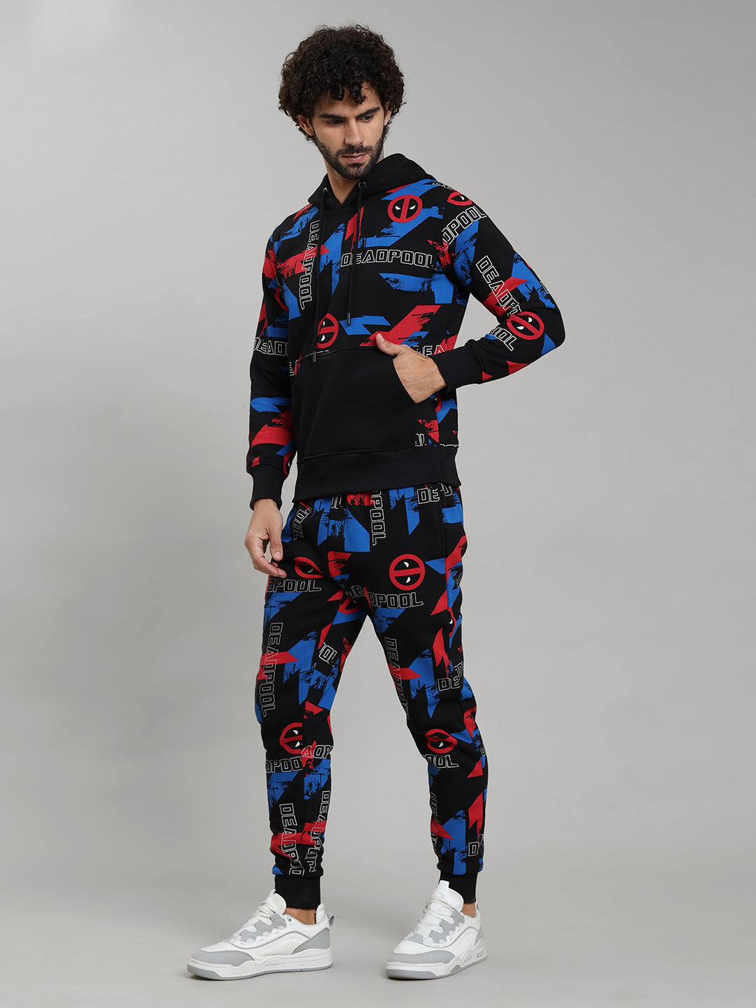 Deadpool Printed Hoodie & Joggers Co-Ords Set For Men
