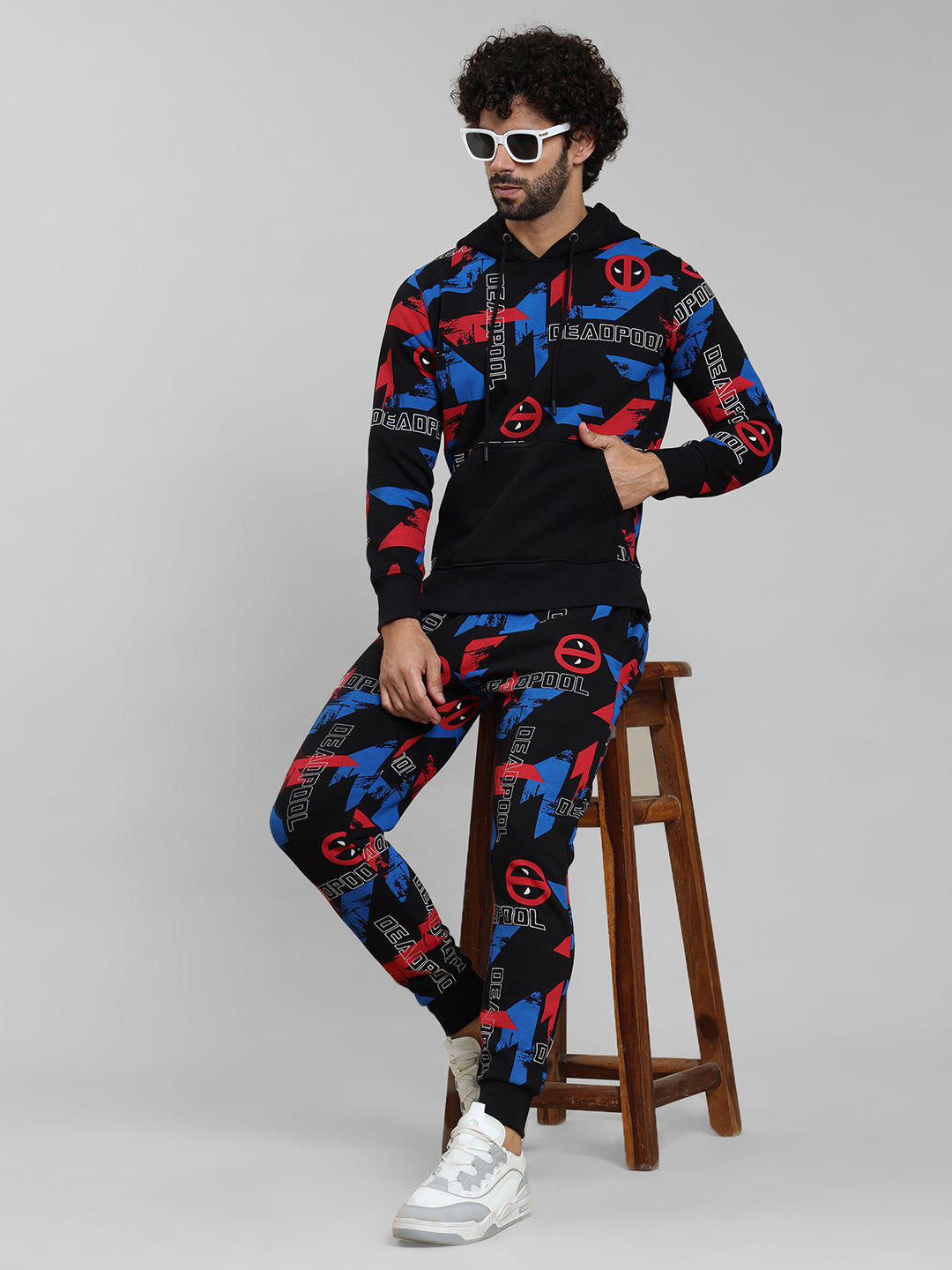 Deadpool Printed Hoodie & Joggers Co-Ords Set For Men