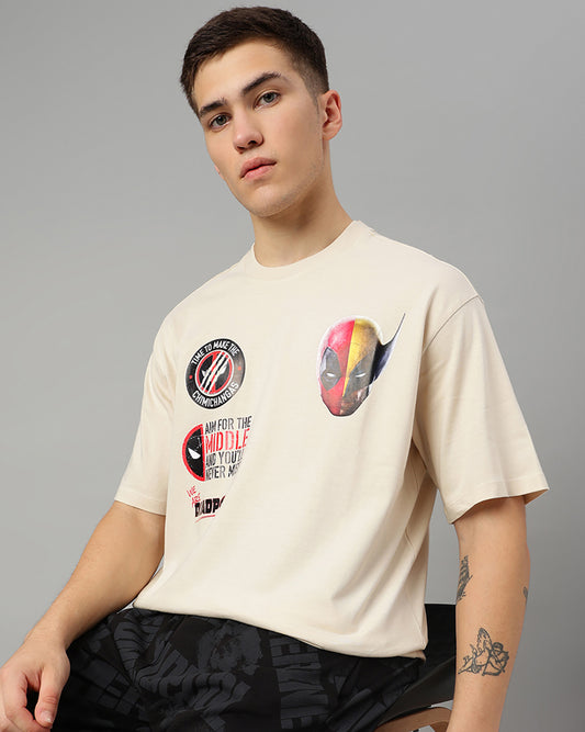 Deadpool & Wolverine Beige Oversized Tshirt Men