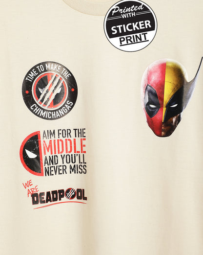 Deadpool & Wolverine Beige Oversized Tshirt Men