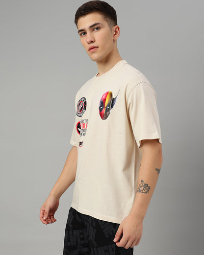 Deadpool & Wolverine Beige Oversized Tshirt Men