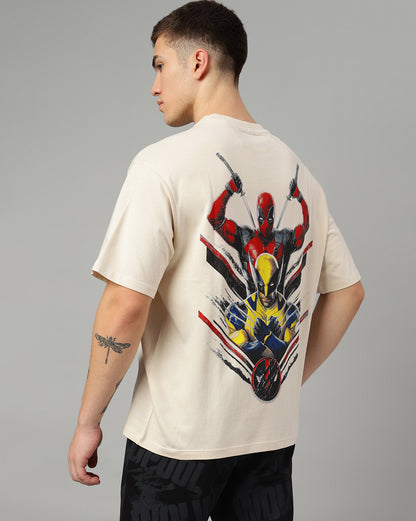 Deadpool & Wolverine Beige Oversized Tshirt Men