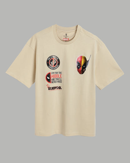 Deadpool & Wolverine Beige Oversized Tshirt Men