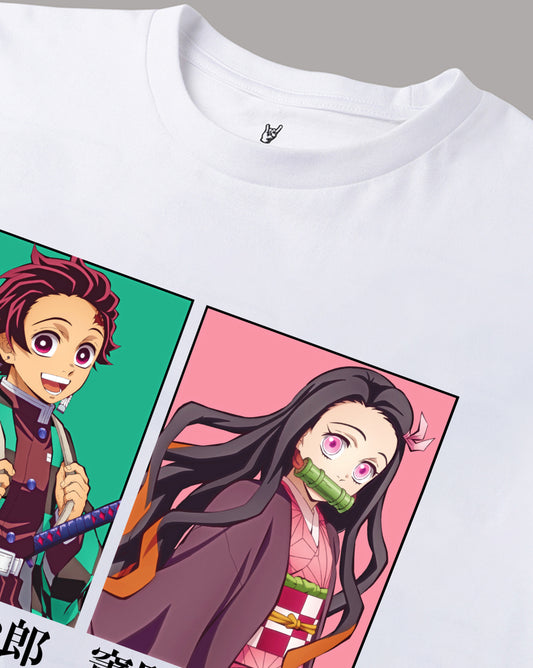 Demon Slayer White Oversized Tshirt Men