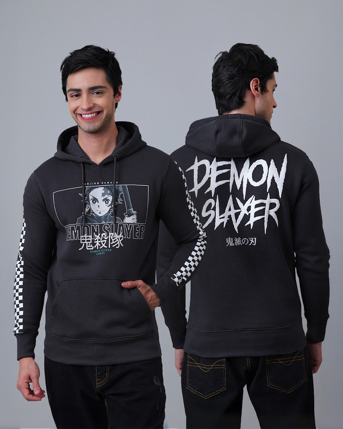 Demon Slayer Printed Regular Fit Hoodie For Men