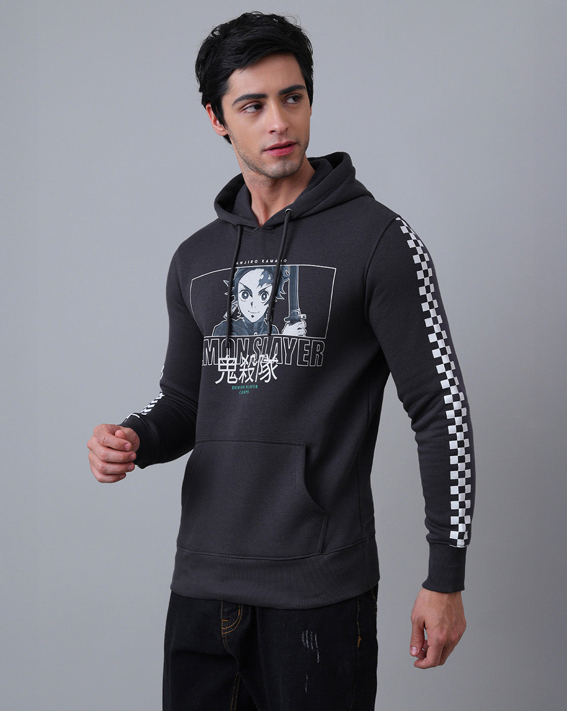 Demon Slayer Printed Regular Fit Hoodie For Men